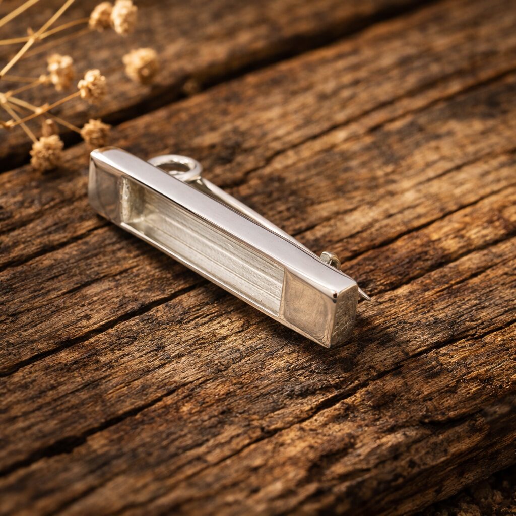 OBLONG BAR 925 SILVER STOCK PIN BROOCH BLANK